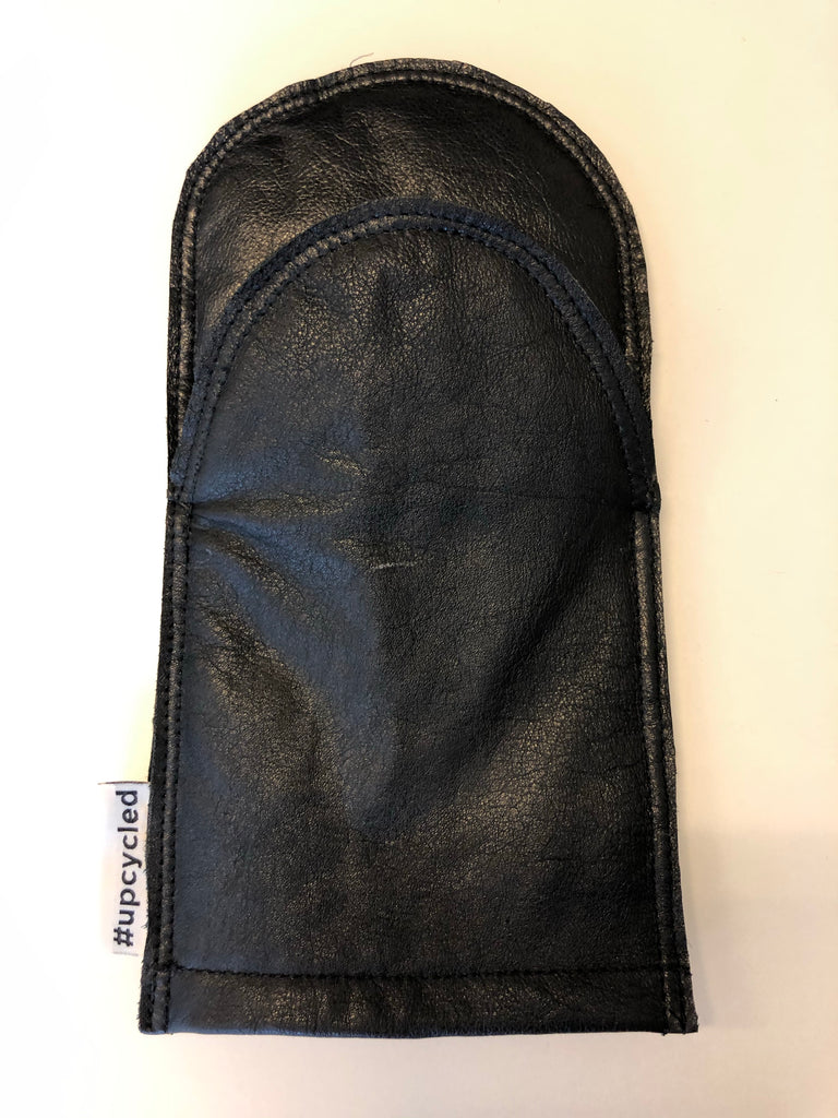 Black Leather Oven Mitts